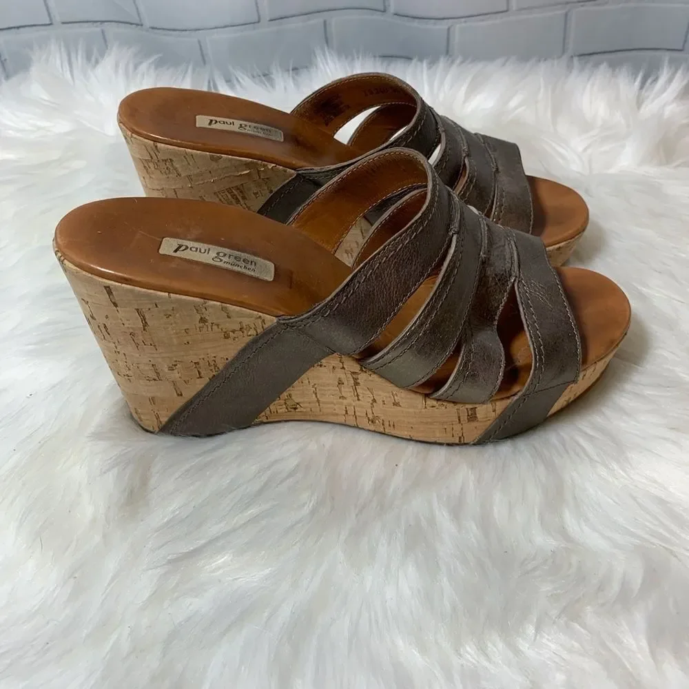 Paul Green Bronze Strappy Wedge Sandals Size 5.5‎ UK/8 US